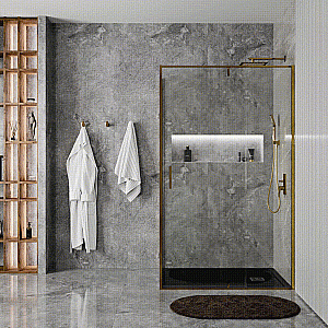 Душевой уголок WasserKRAFT Aisch 55P18 90х100 стекло прозрачное/профиль золото купить в интернет-магазине Sanbest