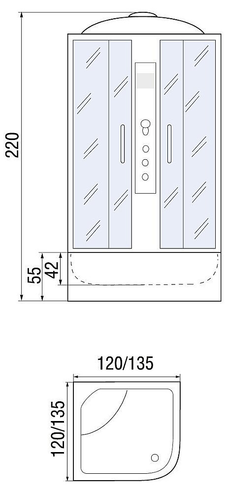 Душевая кабина River Temza 55 120x120 стекло матовое купить в интернет-магазине Sanbest