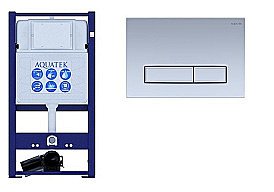 Инсталляция для унитаза Aquatek INS-0000016 с кнопкой KDI-0000027 никель купить в интернет-магазине сантехники Sanbest