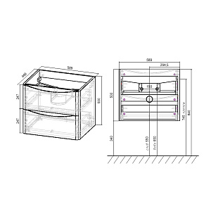 Тумба с раковиной Vincea PAOLA VMC-2P600RW + VCB-2VP600W 60 темное дерево для ванной в интернет-магазине Sanbest