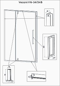 Душевая дверь Veconi Vianno VN34R-100-06-C7 100 стекло рифленое/профиль хром купить в интернет-магазине Sanbest