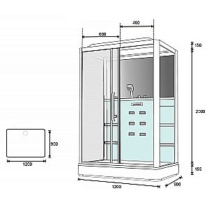 Душевая кабина Loranto Selak CS 127-3A 90х120 прозрачное стекло/профиль черный купить в интернет-магазине Sanbest