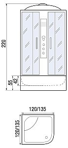 Душевая кабина River Temza 55 120x120 стекло матовое купить в интернет-магазине Sanbest