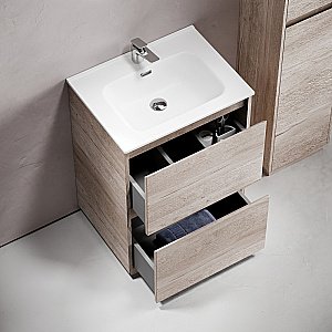 Тумба с раковиной Sancos Libra Floor 60 LB60FEG дуб галифакс натуральный для ванной в интернет-магазине Sanbest