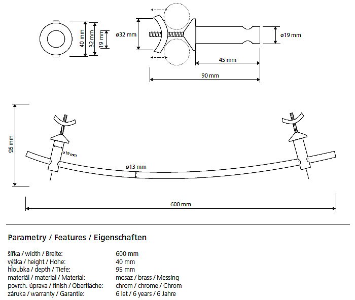 Держатель полотенец на радиатор Bemeta Rawell 134504212 купить в интернет-магазине сантехники Sanbest