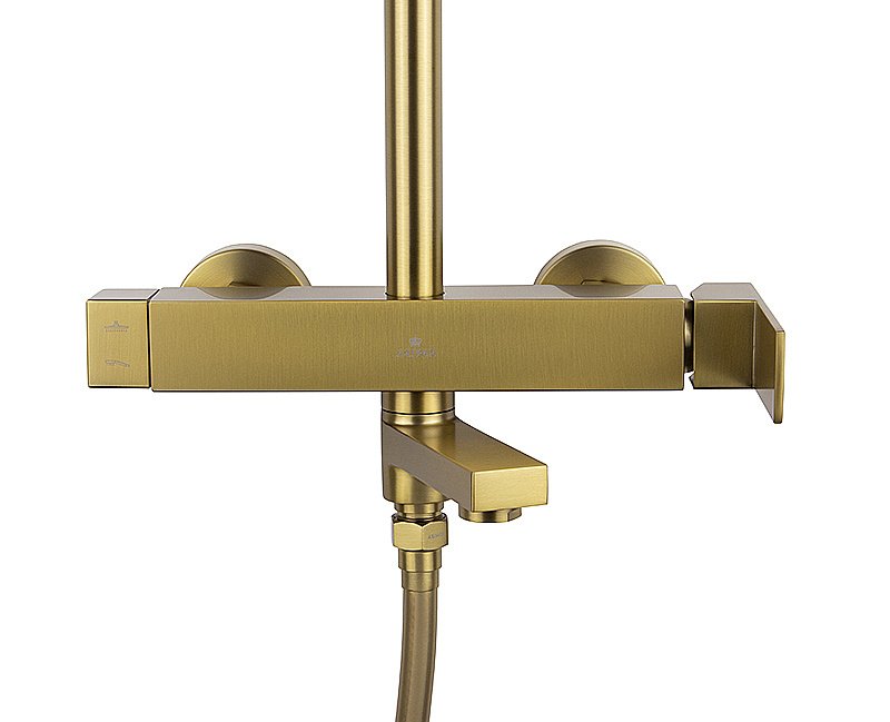 Душевая система Kaiser Cube 01582-3 золото брашированное купить в интернет-магазине сантехники Sanbest