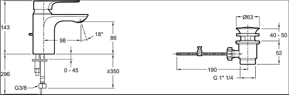 Cмеситель для раковины Jacob Delafon ALEO+ E72312-CP купить в интернет-магазине сантехники Sanbest