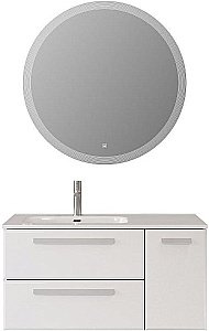 Тумба с раковиной Cezares ECO-CER-N 100 ECO-CER-N-1000-2C-1A-SO-BL белая глянцевая для ванной в интернет-магазине Sanbest