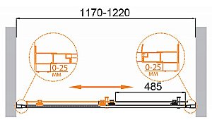 Душевая дверь Cezares MOLVENO-BF-1-120-P-BORO брашированное золото купить в интернет-магазине Sanbest