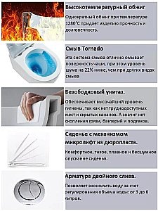 Унитаз напольный CeruttiSpa Piera Tornado 10560 белый, безободковый, с крышкой микролифт, слив-торнадо купить в интернет-магазине Sanbest