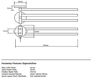 Полотенцедержатель двойной поворотный Bemeta Alfa 102404101 купить в интернет-магазине сантехники Sanbest