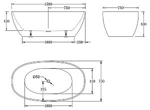 Ванна акриловая BelBagno BB81 150х75 белая купить в интернет-магазине Sanbest