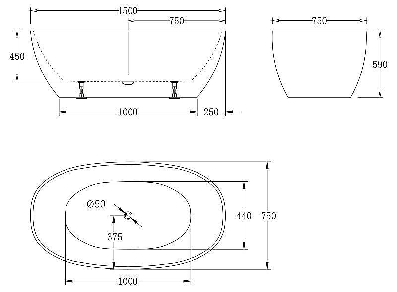 Ванна акриловая BelBagno BB81 150х75 белая купить в интернет-магазине Sanbest