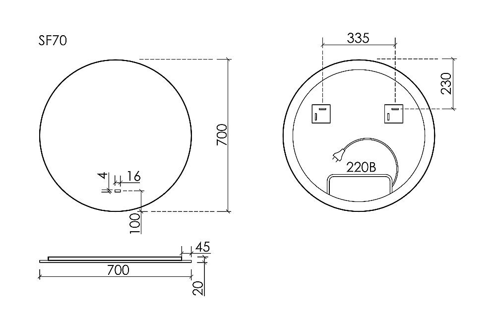 Зеркало с подсветкой Sancos Sfera 2.0 SF2.700 70х70 в ванную от интернет-магазине сантехники Sanbest