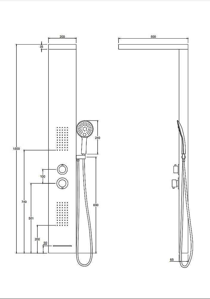 Душевая панель Taliente TA-G-S04C+s стальная/хром купить в интернет-магазине сантехники Sanbest