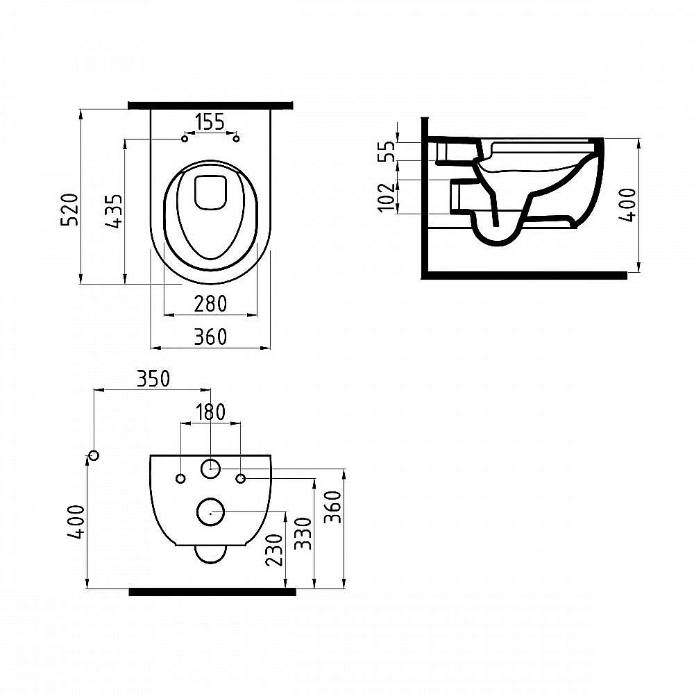 Унитаз подвесной Bien Vokha MDKA052N1VP1B9000 черный глянец, с крышкой микролифт, безободковый купить в интернет-магазине Sanbest