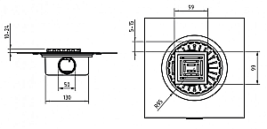Душевой трап боковой Berges Zentrum Antik 10х10 091364 хром глянец купить в интернет-магазине Sanbest