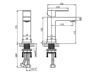 Смеситель для раковины Bronze De Luxe ELEMENT SA980 купить в интернет-магазине сантехники Sanbest