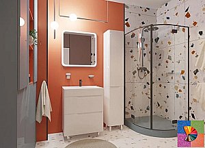 Тумба с раковиной Эстет Kare Luxe 70 напольная 2 ящика/любой цвет тумбы и раковины с блестками под заказ для ванной в интернет-магазине Sanbest