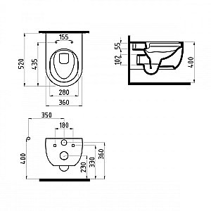 Унитаз подвесной Bien Vokha MDKA052N1VP1B9000 черный глянец, с крышкой микролифт, безободковый купить в интернет-магазине Sanbest