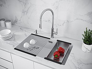 Кухонная мойка Paulmark LUMI 74UNI-SKEW LU74SK-WH белый купить в интернет-магазине сантехники Sanbest