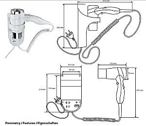 Фен Bemeta Hotel 945533158 черный/хром купить в интернет-магазине сантехники Sanbest