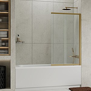 Шторка для ванны WasserKRAFT Schunter 82S02-80 прозрачная/профиль матовое золото купить в интернет-магазине Sanbest