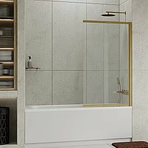 Шторка для ванны WasserKRAFT Schunter 82S02-80 прозрачная/профиль матовое золото купить в интернет-магазине Sanbest