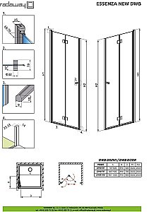 Душевая дверь Radaway Essenza New DWB 80 купить в интернет-магазине Sanbest
