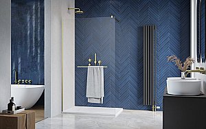 Душевое ограждение Radaway  Modo New Brushed Gold II с полотенцедержателем 105 389105-99-01W стекло прозрачное/профиль брашированное золото купить в интернет-магазине Sanbest