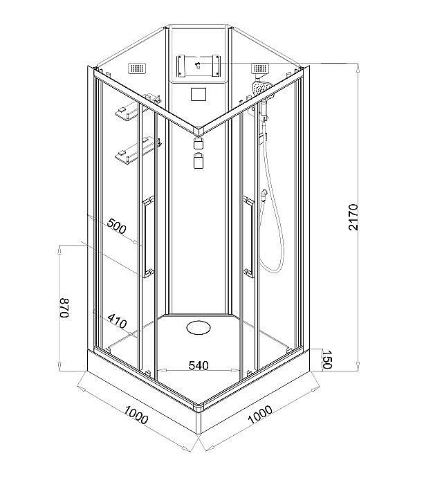 Душевая кабина Acquazzone Quoris 100х100 купить в интернет-магазине Sanbest