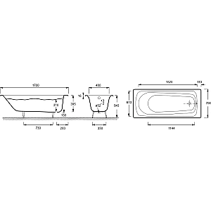 Ванна чугунная Jacob Delafon MELODIE E2922-00 170x70 купить в интернет-магазине Sanbest