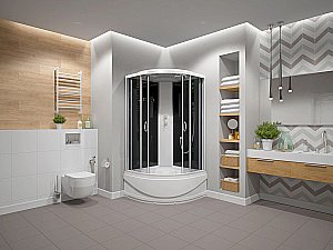 Душевая кабина Alex Baitler 90х90 ER3509TP-C4-RUS стекло тонированное/профиль хром купить в интернет-магазине Sanbest