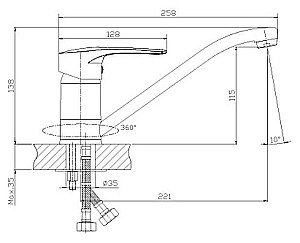 Смеситель для кухни Rossinka T T40-21 купить в интернет-магазине сантехники Sanbest