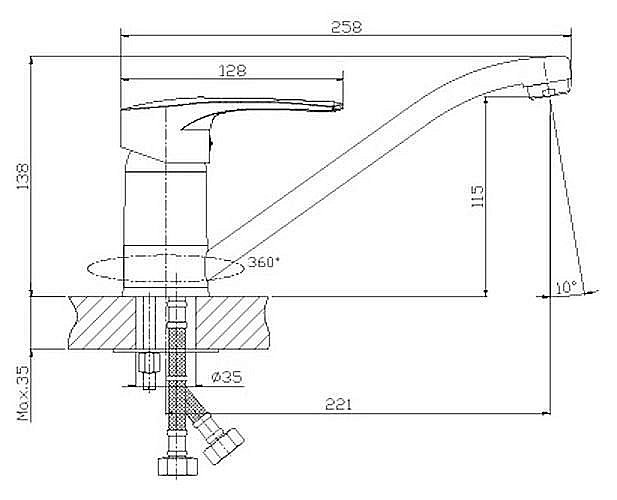 Смеситель для кухни Rossinka T T40-21 купить в интернет-магазине сантехники Sanbest