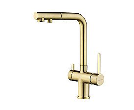 Смеситель для кухни Paulmark Serpentine Se213222-LG светлое золото купить в интернет-магазине сантехники Sanbest