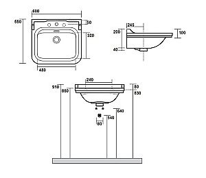 Раковина на пьедестале Kerasan Waldorf 60 417001bi+4140K1bi/oro*1 белая, заглушка золото купить в интернет-магазине Sanbest