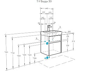 Тумба с раковиной Акватон Верди 50 белая/ясень фабрик для ванной в интернет-магазине Sanbest