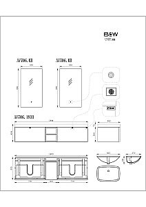 Тумба с раковиной Black & White Gravity AV706.1800 черный матовый для ванной в интернет-магазине Sanbest