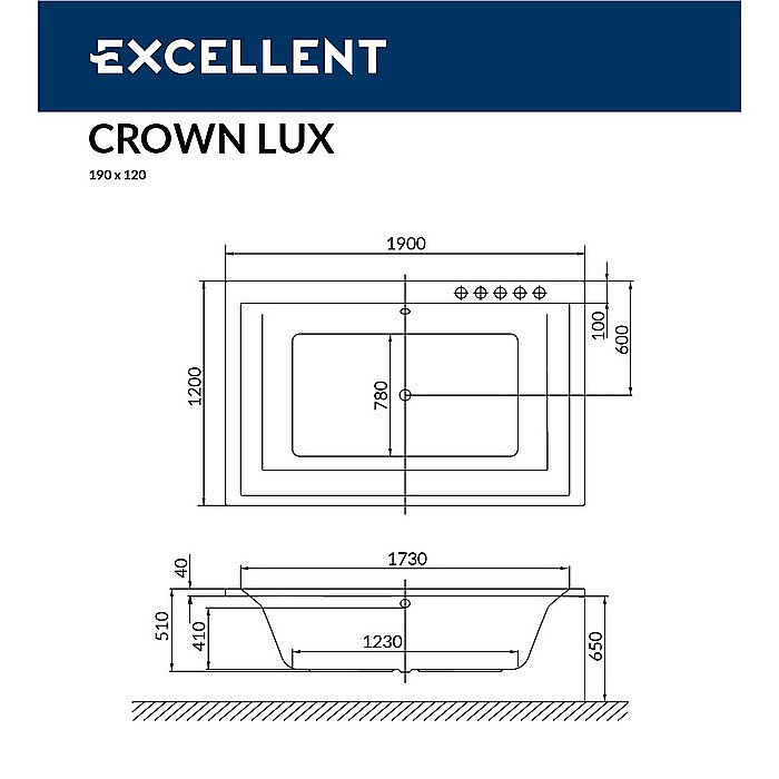 Гидромассажная ванна Excellent Crown Lux 190х120 SOFT WAEX.CRO19.SOFT.WH белая глянцевая купить в интернет-магазине Sanbest