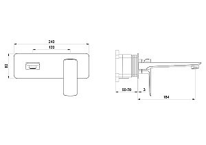 Смеситель для раковины встраиваемый WONZON & WOGHAND EDGE, Темный графит (WW-88869003-BGM) купить в интернет-магазине сантехники Sanbest
