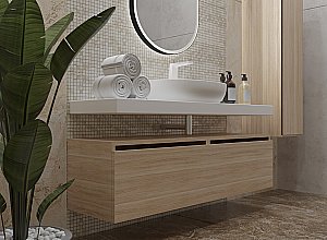 Тумба с раковиной Armadi Art Flat 120 светлый дуб для ванной в интернет-магазине Sanbest