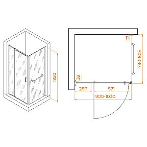 Душевой уголок RGW Passage PA-078-1 (PA-008 + Z-060-2) 90х80 3508078198-11 стекло прозрачное/профиль хром купить в интернет-магазине Sanbest