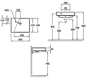 Тумба с раковиной Jacob Delafon RYTHMIK 60 EB1301-E10+EXQ112-00 квебекский дуб для ванной в интернет-магазине Sanbest