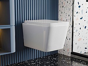 Унитаз подвесной Abber Rechteck AC1201T смыв торнадо, с крышкой микролифт, безободковый, белый купить в интернет-магазине Sanbest