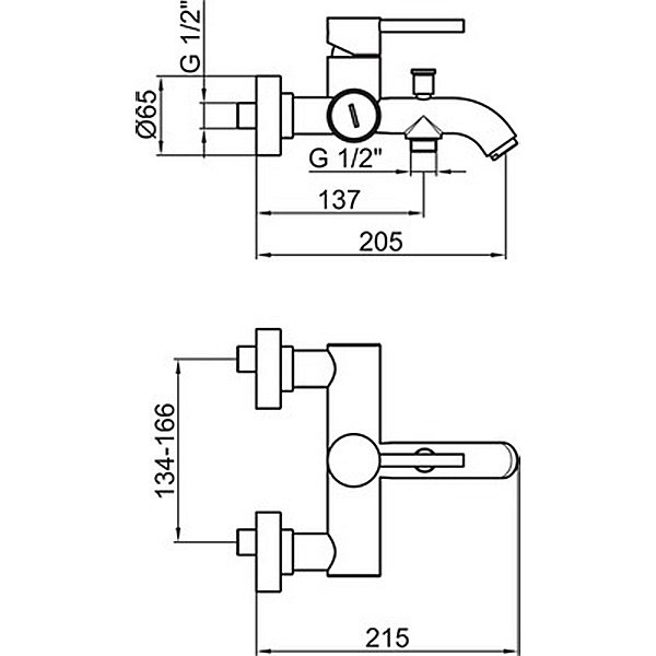 Смеситель для ванны Webert Elio EL850102560 черный матовый купить в интернет-магазине сантехники Sanbest