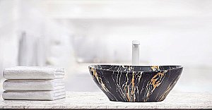 Раковина накладная WeltWasser WW ELBACH 3078 K514 41 черный мрамор купить в интернет-магазине Sanbest