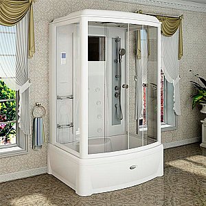 Душевая кабина Радомир Диана 108х139 стекло прозрачное/профиль белый купить в интернет-магазине Sanbest