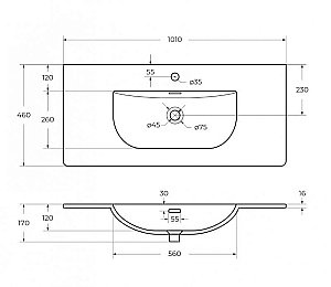 Тумба с раковиной BelBagno MARINO-CER-N-1000-2C-SO-NL-P Nero Lucido для ванной в интернет-магазине Sanbest