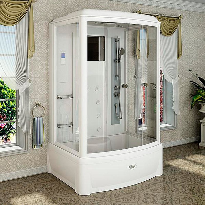 Душевая кабина Радомир Диана 108х139 стекло прозрачное/профиль белый купить в интернет-магазине Sanbest